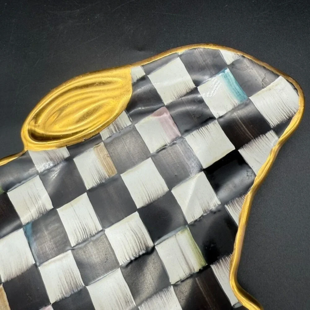 MacKenzie-Childs Courtly Check Bunny Dish – Handcrafted Ceramic – Made in USA 03 - Picture 2 of 4